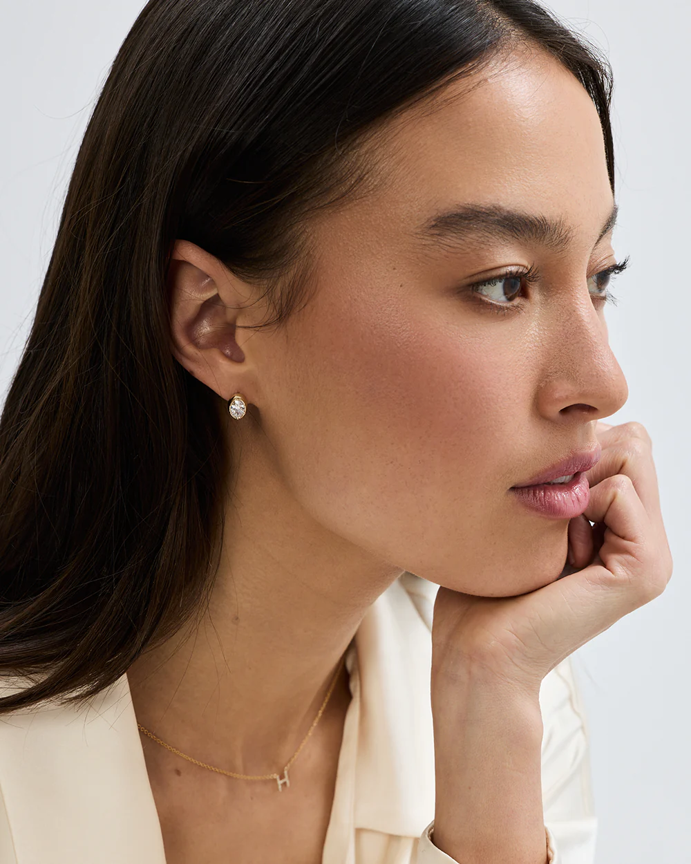 Cleo Oval Diamond Huggies - Image 16