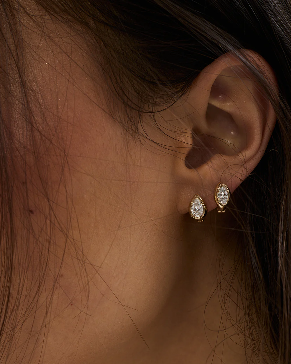 Cleo Pear Diamond Huggies - Image 28