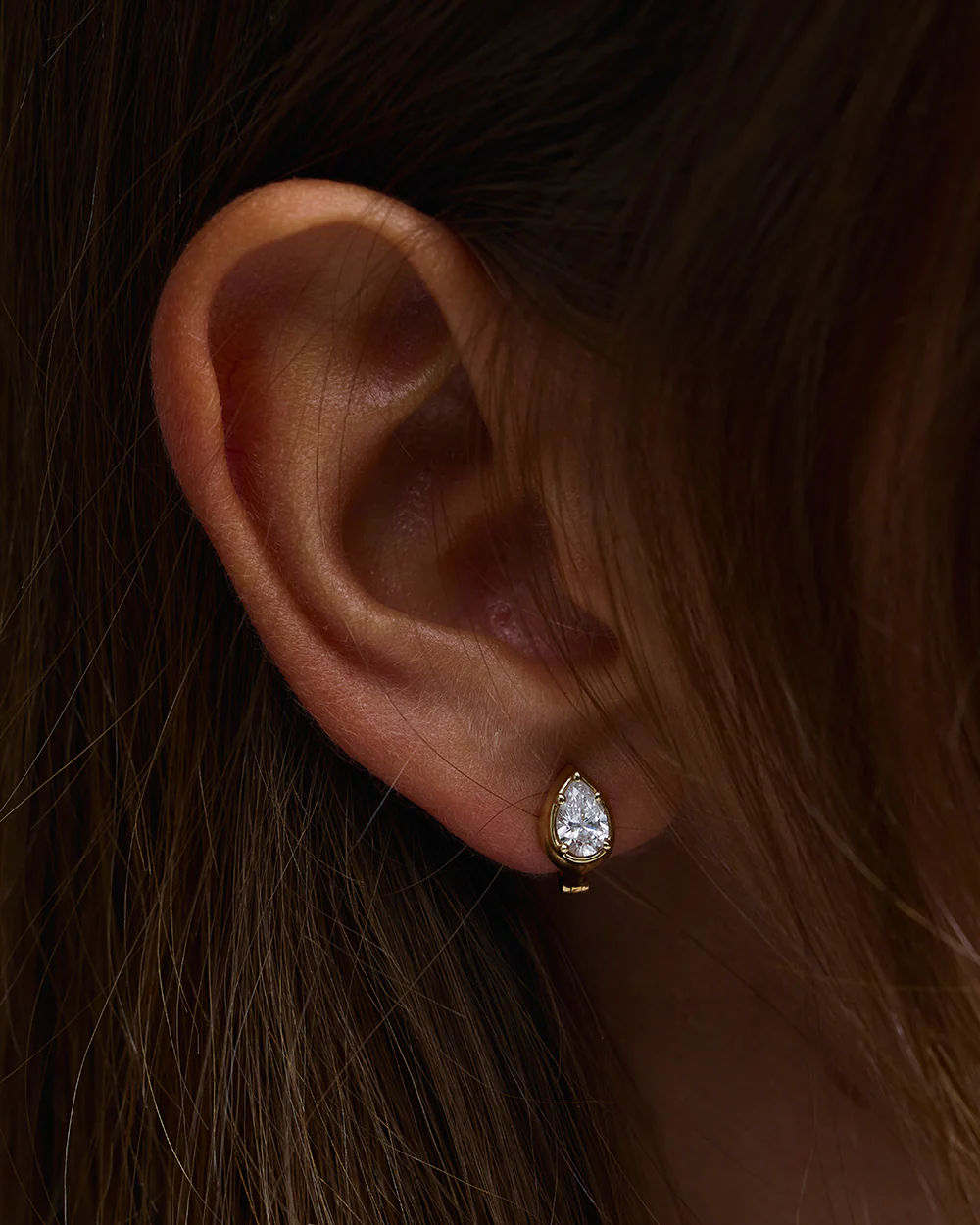 Cleo Pear Diamond Huggies - Image 3