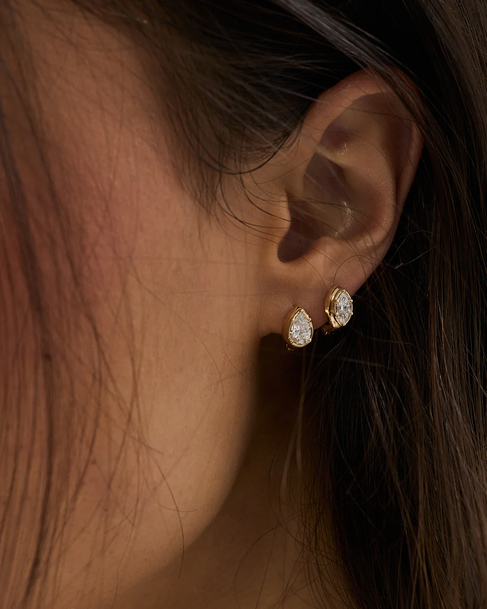 Cleo Pear Diamond Huggies - Image 6